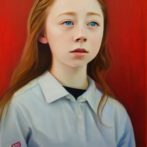 Prompt: Mina Sundwall portrait oil painting by ericanthonyj