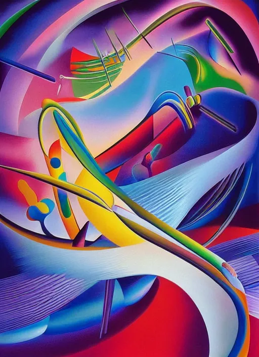 Image similar to A surreal neon painting of Zaha hadid 3d kandinsky fractal Vladimir kush and dali and kandinsky, 3d, realistic shading, complimentary colors, vivid neon colors, aesthetically pleasing composition, masterpiece, 4k, 8k, ultra realistic, super realistic,