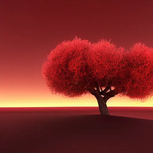 Prompt: Red sand desert,tree,cloudy,windy,dusk,cinematic composition,cinematic lighting,photo real,hyper realistic,highly detailed,8k render