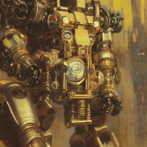 Image similar to highley detailed potrait of a mecha robot gorilla, painting by gaston bussiere, craig mullins, j. c. leyendecker, lights, art by ernst haeckel, john william godward, hammershøi,