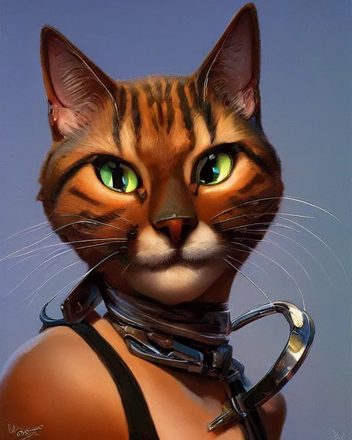 Prompt: ms. fortune the cat | highly detailed | from the pixar film sneaky cats | very intricate | cinematic lighting | award - winning | closeup portrait | by donato giancola and mandy jurgens and charlie bowater | featured on artstation