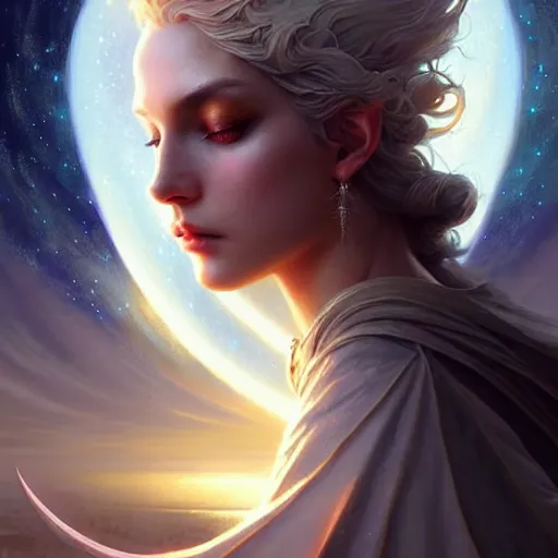 Image similar to star goddess, fine art, awesome fantasy book cover on pinterest, award winning, dark fantasy landscape, fantasy magic, intricate, elegant, sharp focus, cinematic lighting, highly detailed, digital painting, concept art, art by wlop and artgerm and greg rutkowski, masterpiece, trending on artstation, 8 k