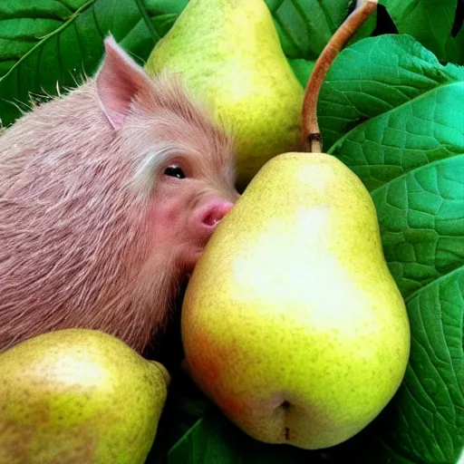 Image similar to a hog/pear hybrid, cute, nature photo