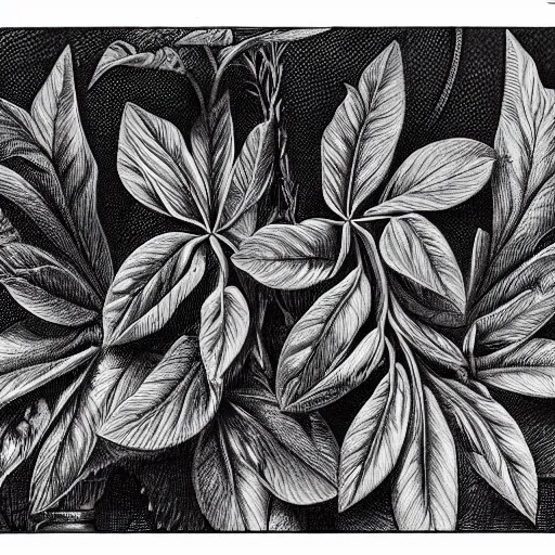 Prompt: highly detailed decorative engraving of acanthus plant