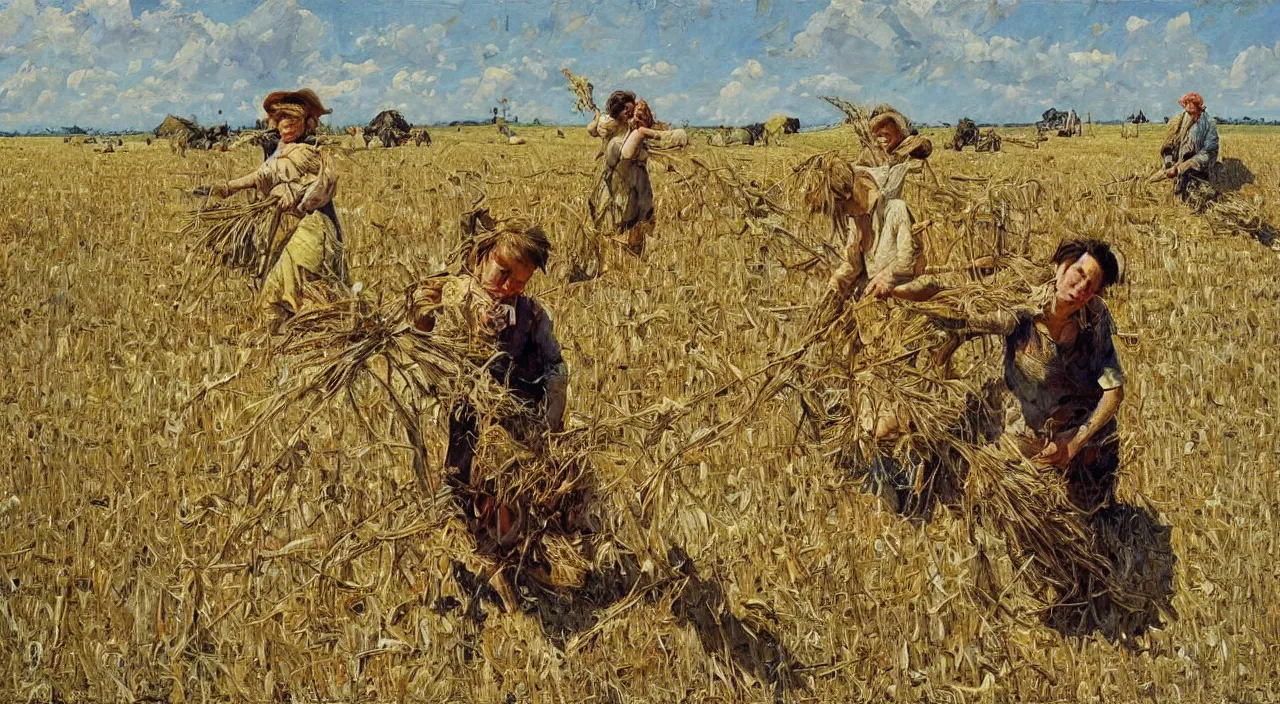 Image similar to the harvest, painting by denis sarazhin