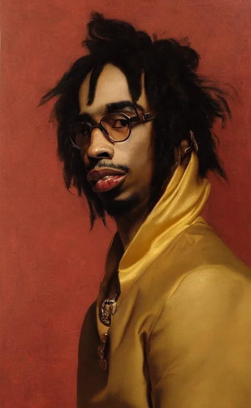 Image similar to painting of quavo by roberto ferri