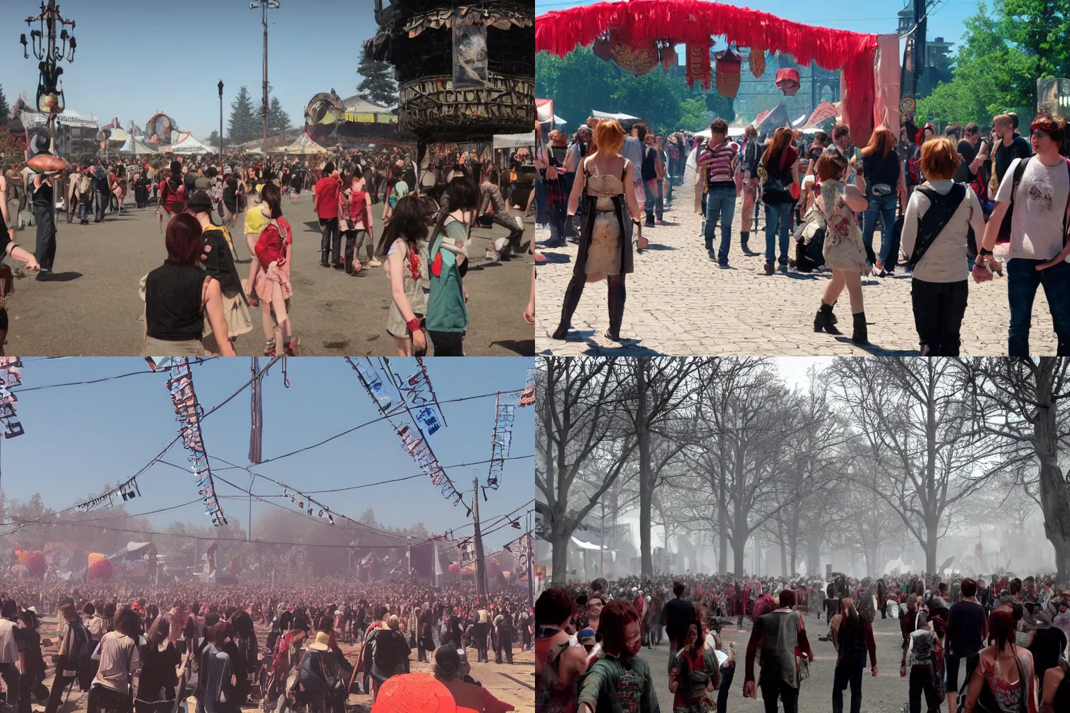 Prompt: festival in silent hill on a sunny day