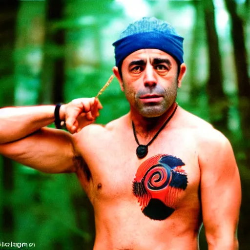 Prompt: Joe rogan as character in naruto anime cinestill, 800t, 35mm, full-HD