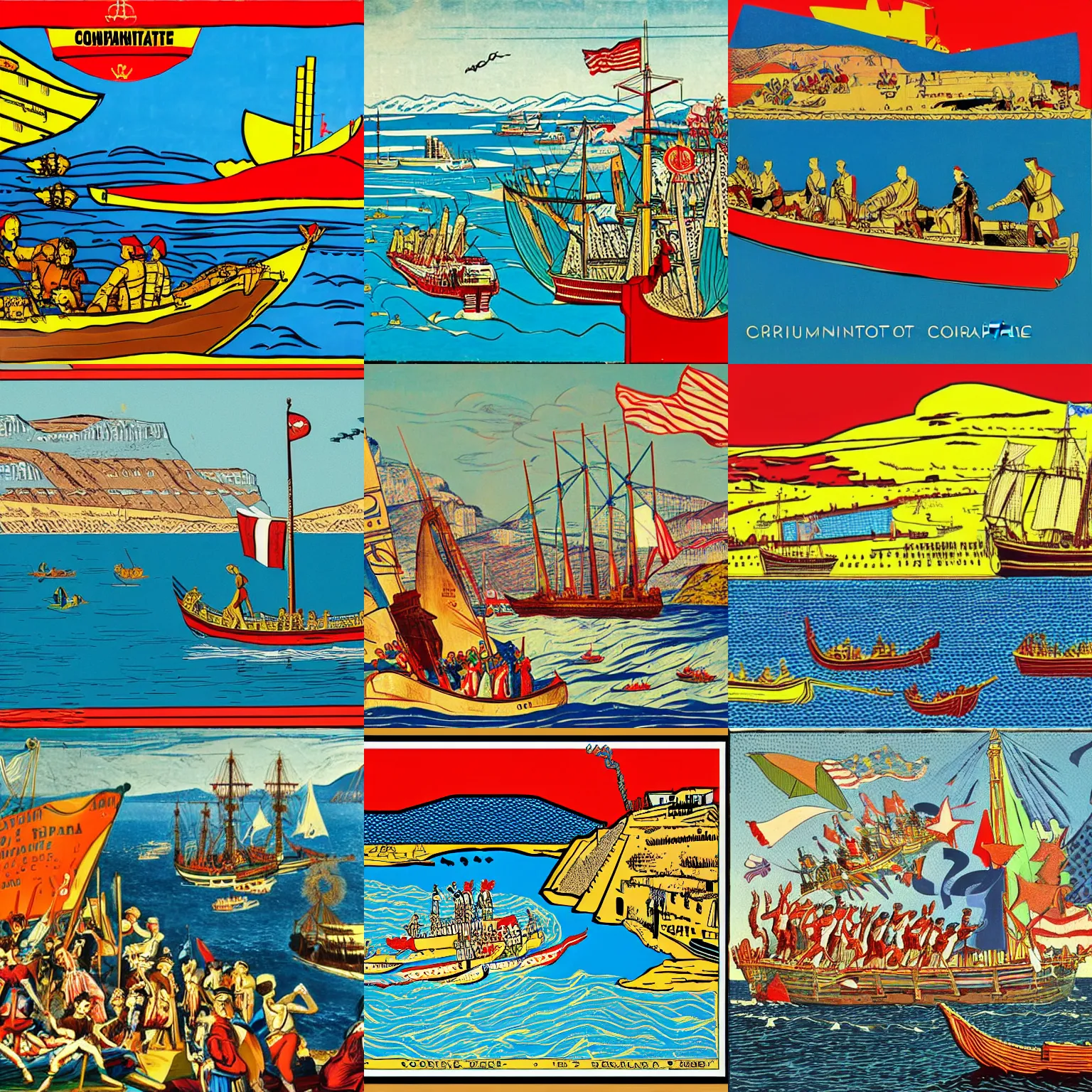 Prompt: the maritime conquest of corinth, pop art