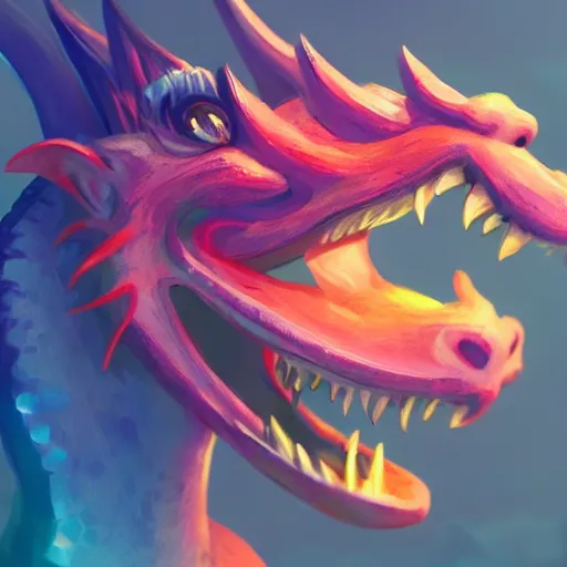 Image similar to playful, happy, cheeky asian dragon's head close up, looking left, illustration, artstation, award winning, 4 k