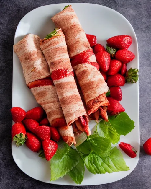 Image similar to a shwarma made out of strawberries