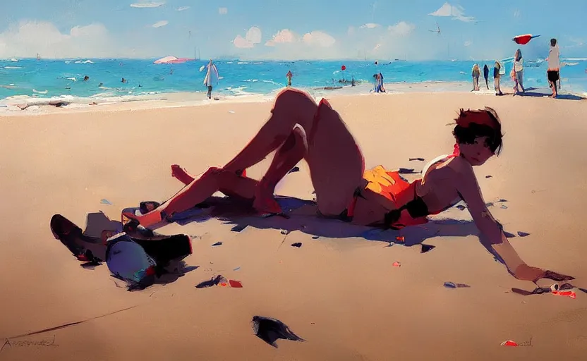 Image similar to a day at the beach by Atey Ghailan and Garmash, Michael