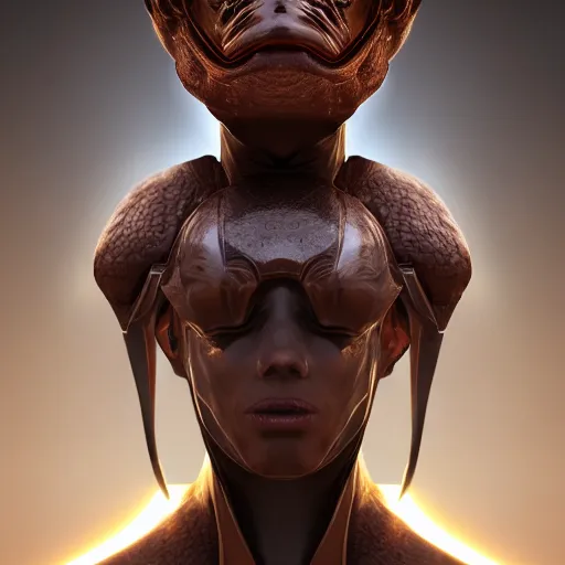 Image similar to portrait of an alien soldier, renaissance style, star wars character, volumetric lights, symmetry, headpiece, trending on artstation, sharp focus, leica, studio photo, intricate details, highly detailed