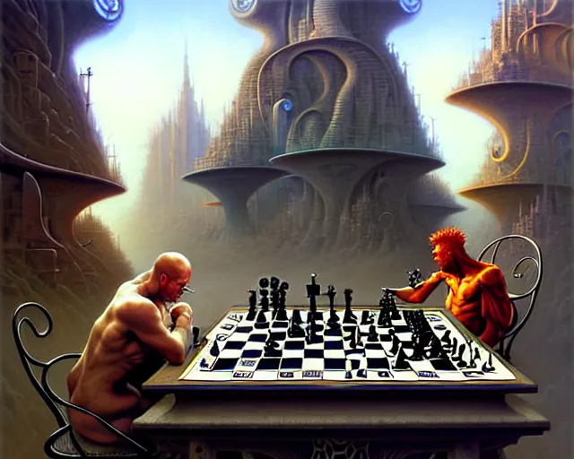 god and the devil playing chess