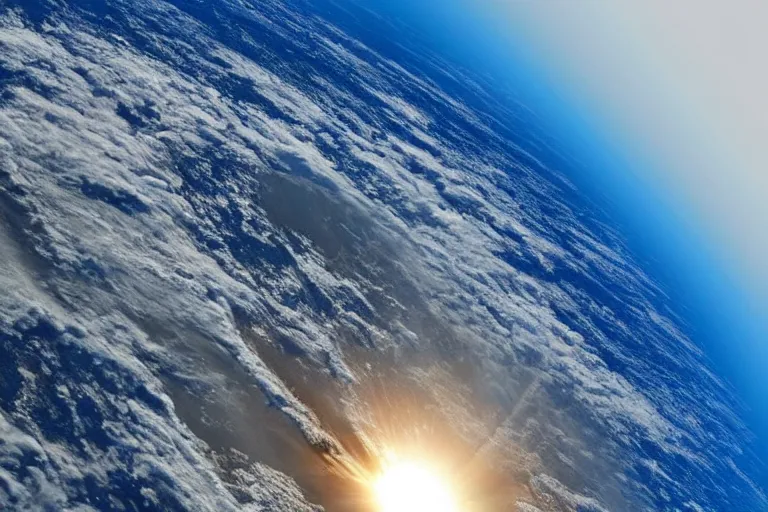 Image similar to photo of sun on earth horizon from space