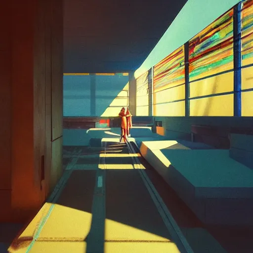 Prompt: neo brutralism, futuristic architectural art, colorful, oilpainting, hyperrealistic, cgsociety, octane render, realistic depth, 3D feeling, sunlight, shadows, in the style of Mark Rothko, Edward Hopper, Akihiko Yoshida and Greg Rutkowski