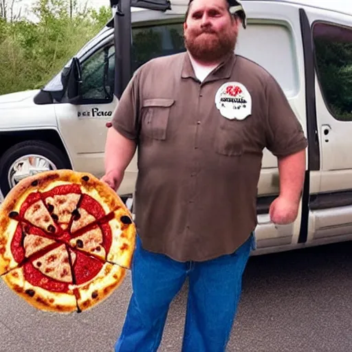 Prompt: bigfoot pizza delivery guy