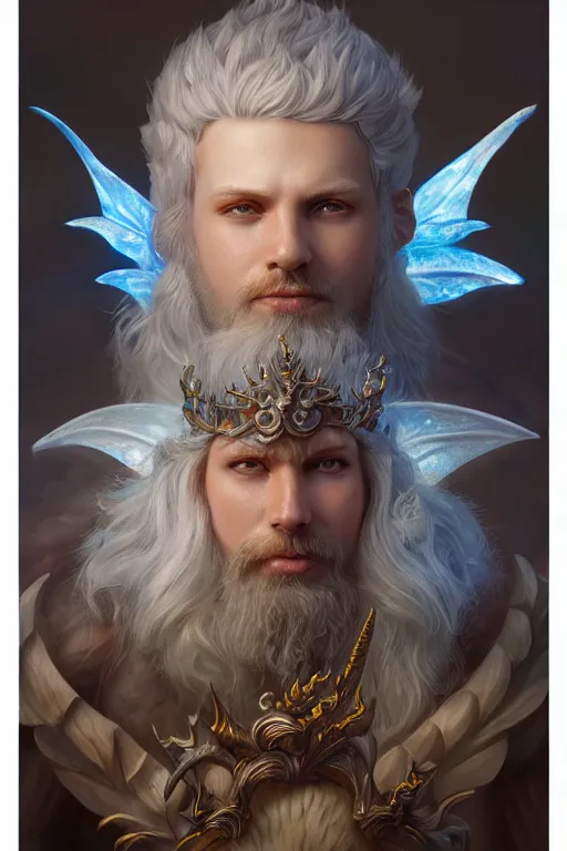 Image similar to fairy king, highly detailed, d & d, fantasy, highly detailed, digital painting, trending on artstation, concept art, sharp focus, illustration, global illumination, ray tracing, realistic shaded, art by artgerm and greg rutkowski and fuji choko and viktoria gavrilenko and hoang lap,