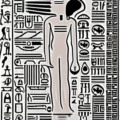 Prompt: alien, hieroglyphs