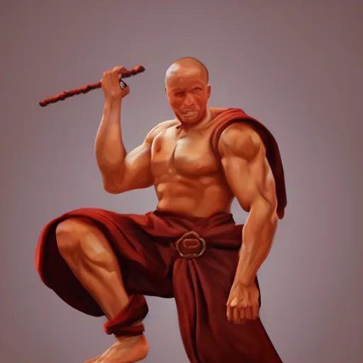 Prompt: muscular monk , concept art , digital painting , 4k , HD