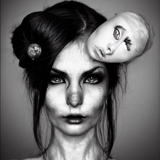 Image similar to A very beautiful woman with an ice cold look on her face, top post of all time on /r/Creepy subreddit