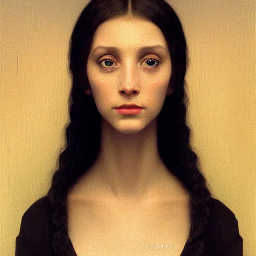 Image similar to A young beautiful female alien face with a very long neck, big eyes, very thin nose, big lips, hair made of wire cables:: alien is from the future, Realistic, Refined, Detailed Digital Art, Oil Painting, William-Adolphe Bouguereau, Pre-Raphaelite,Renaissance, Highly Detailed, Cinematic Lighting, Unreal Engine, 8K