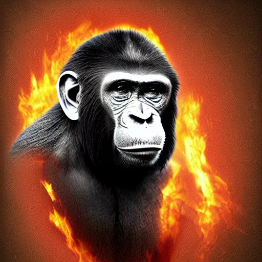 Image similar to Bored Ape NFT burning, deviantart, digital art, 8k