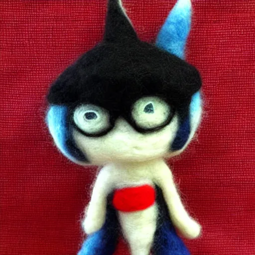 Prompt: a needle felted bayonetta, needle felting art.