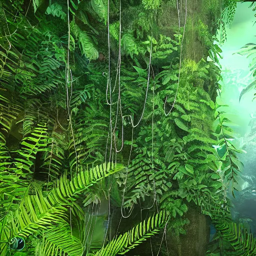 Image similar to jungle filled with spider web, ultra realistic, intricate details, highly detailed, photorealistic, 8 k, vegetation, water