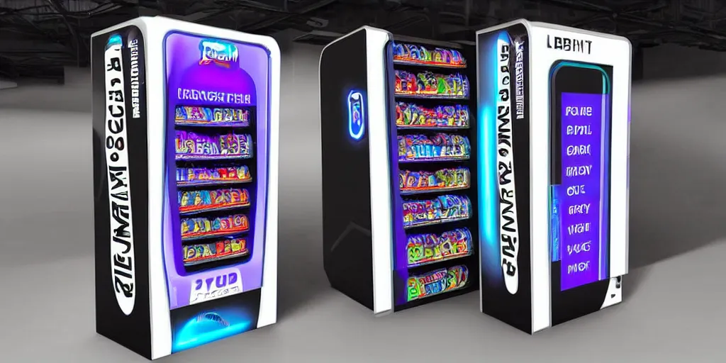 Image similar to futuristic cyberpunk vending machine