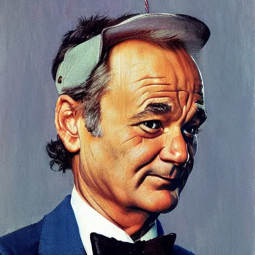 Image similar to Bill Murray portrait painted by Norman Rockwell