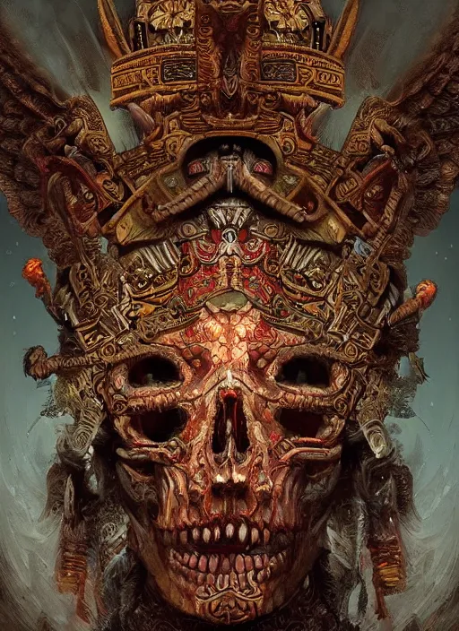 Image similar to digital _ painting _ of _ cizkin god of death mayan _ by _ filipe _ pagliuso _ and _ justin _ gerard _ symmetric _ fantasy _ highly _ detailed _ realistic _ intricate _ port