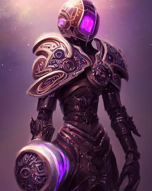 Prompt: Gladiator armor made of galaxies and sci fi parts conjuring cosmic energy, surrealism, smooth, intricate, elegant, galactic energy, power aura, neon glowing spells, digital painting, artstation, concept art, high tech fantasy, sharp focus, illustration, art by Jason Chan and Riot Studios and Blizzard Studios