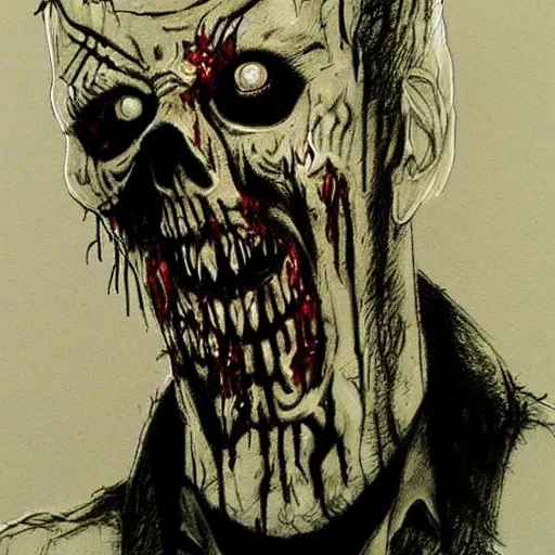 Prompt: zombie from the walking dead drawn by ben templesmith