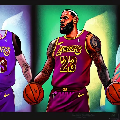 Image similar to lebron james digital art, detailed, good lighting, unreal engine