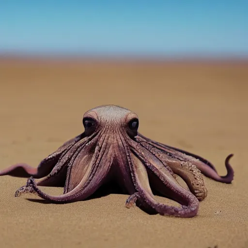 Image similar to National Geographic photo of octopus being crucified in the desert