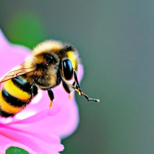 Prompt: macrophotography of a bee