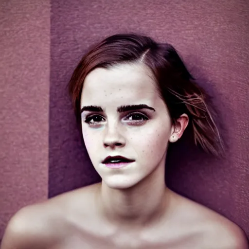 Image similar to a masterpiece portrait photo of a beautiful young woman who looks like a manic pixie dream girl emma watson, symmetrical face