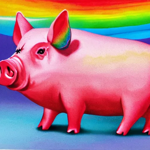 Prompt: rainbow cosmic pig