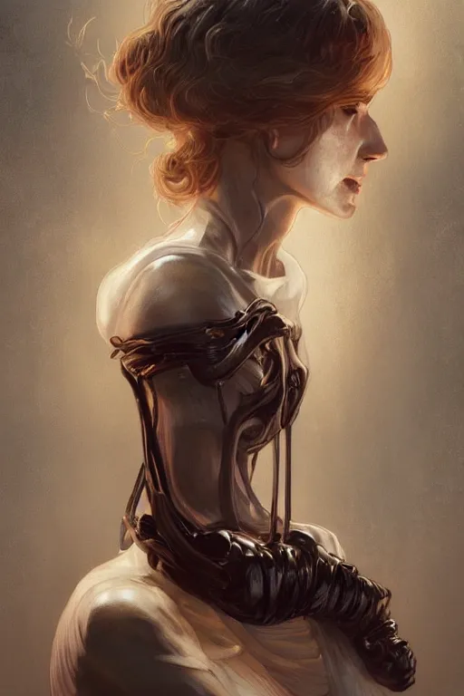 Image similar to beautiful cottage town, the face of a ghost from the movie Scream, complex, elegant, highly detailed, digital painting, artstation, concept art, smooth, clear focus, illustration, works by artgerm, Greg Rutkowski and Alphonse Mucha