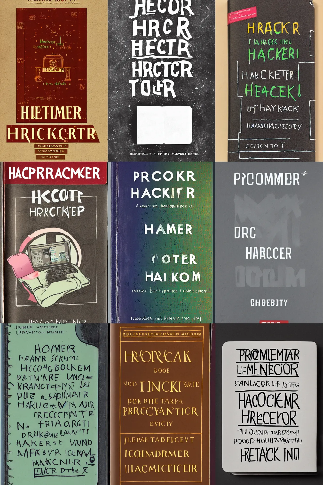 Prompt: book cover with'prompt hacker'inscription