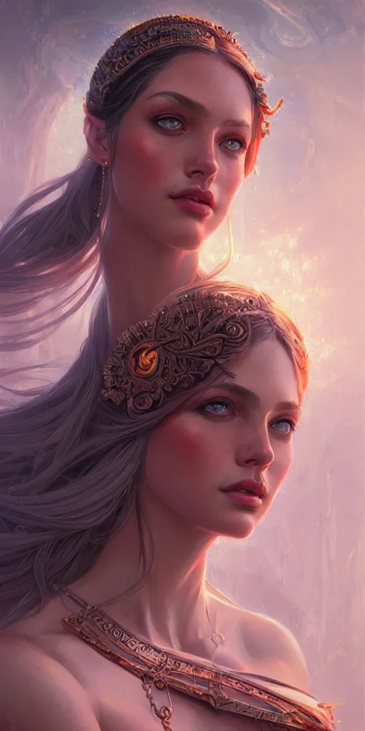 Image similar to portrait of a seductive and powerful aphrodite, detailed intricate illustration, detailed illustration, hd, 4 k, digital art, overdetailed art, by greg rutkowski, by loish, complementing colors, trending on artstation, deviantart