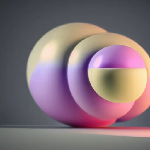 Image similar to A 3d render of pastel colored liquid spheres and lines stick together in a abstract shape. Geometric shaped. render, low angle camera, detailed shading, vray octane, redshift. ray tracing. volumetric lighting. micro details, Hyper detailed, 8K3d, Trending on Artstation. rendered in cinema4d, Hyper realism.