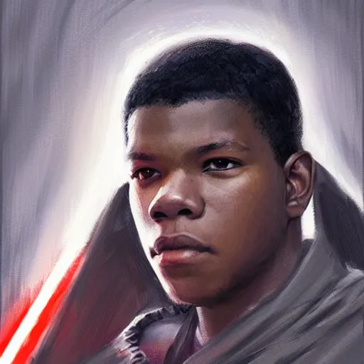 Image similar to portrait of a man by greg rutkowski, young jedi kinght that looks like john boyega, wearing jedi robes, star wars expanded universe, he is about 3 0 years old, highly detailed portrait, digital painting, artstation, concept art, smooth, sharp foccus ilustration, artstation hq