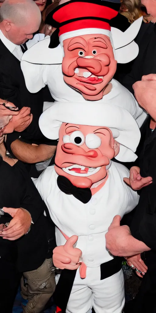 Image similar to popeye the sailor on the red carpet, oscar, photo, direct flash, celebrity, high detail,