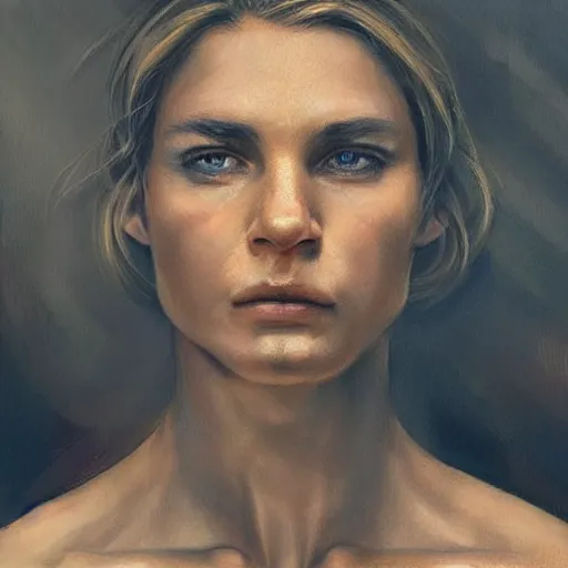 Prompt: a very beautiful portrait of a british police officer muscular musclebound policewoman, very beautiful face, pretty face, very detailed eyes, highly detailed, muscular, by wlop, greg rutkowski, simon bosley