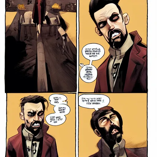 Image similar to preacher comic in the style of dishonored 2