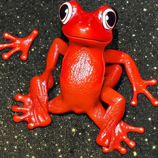 Prompt: a big red frog