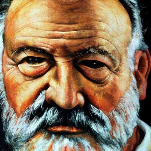 Image similar to high quality high detail painting by lucian freud, hd, portrait of hemingway