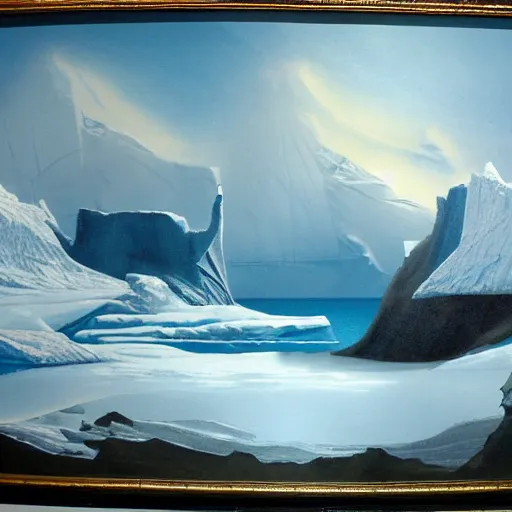 Image similar to a dreamlike antarctic landscape, matte painting